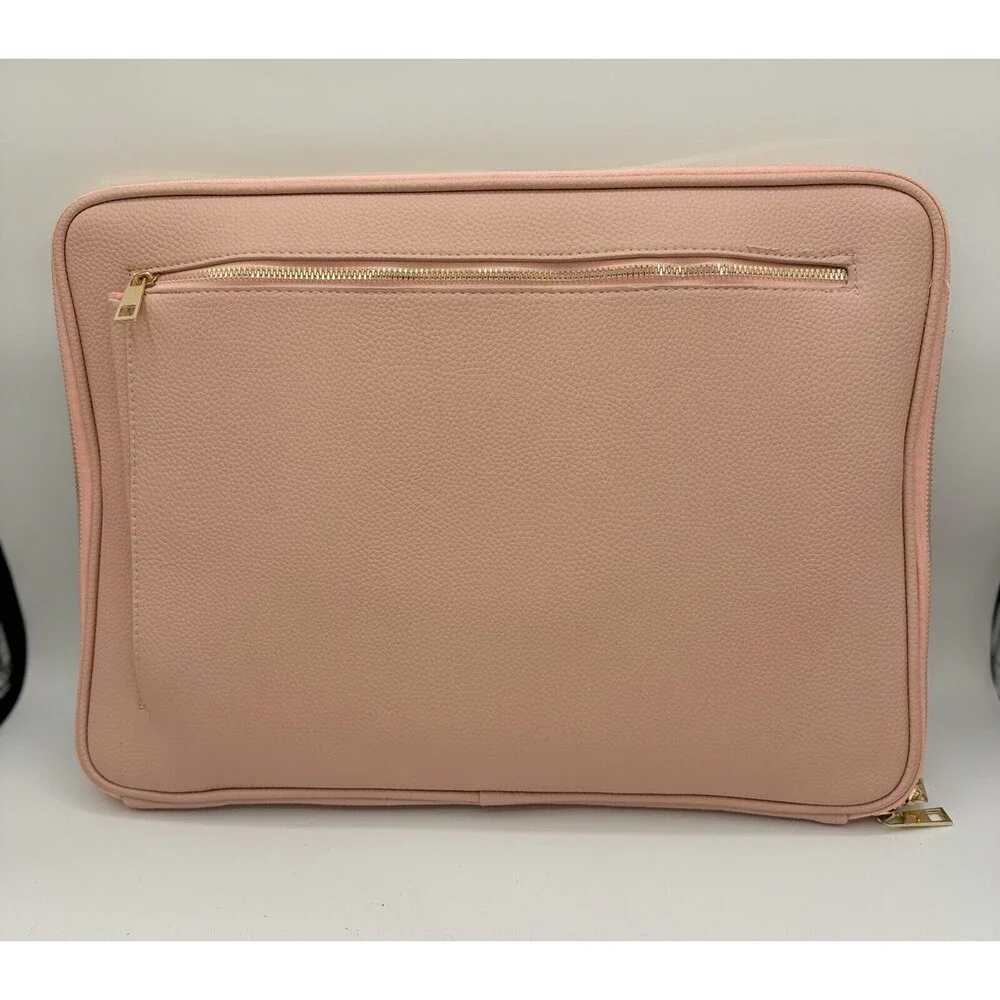 15 inch Laptop Cover with Zippered Opening and Front Pocket Light Pink